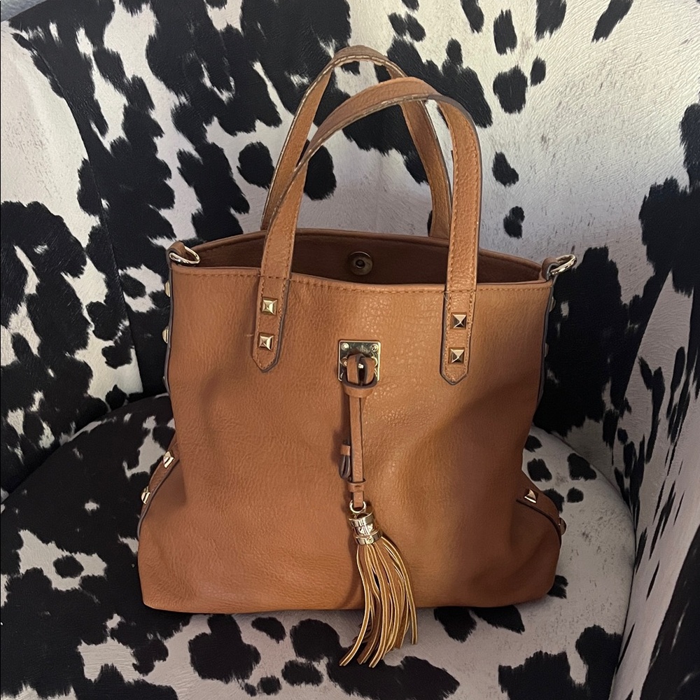 Jessica Simpson Brown Tote with Gold Details